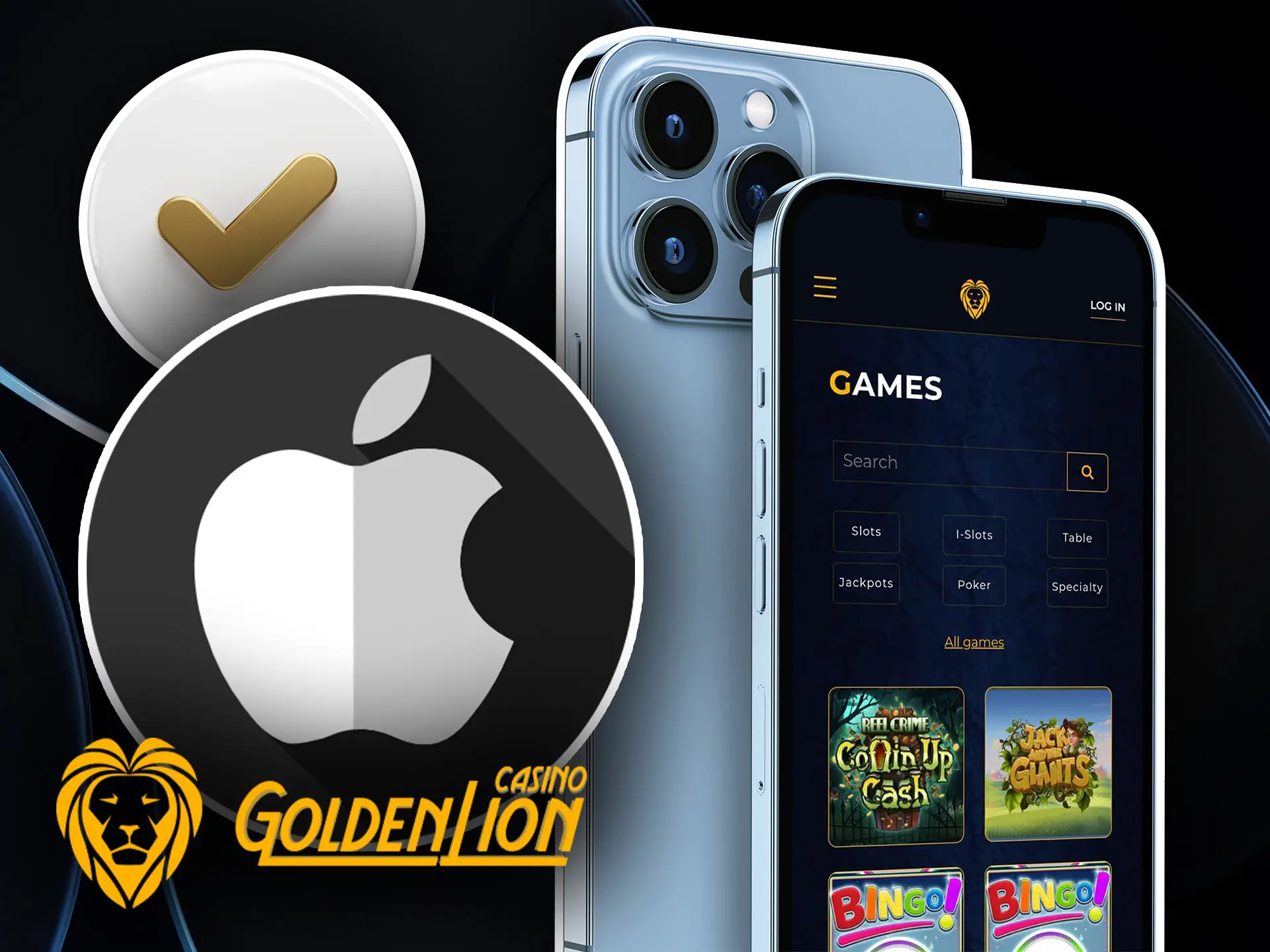 Mobile application for Golden Lion Casino.