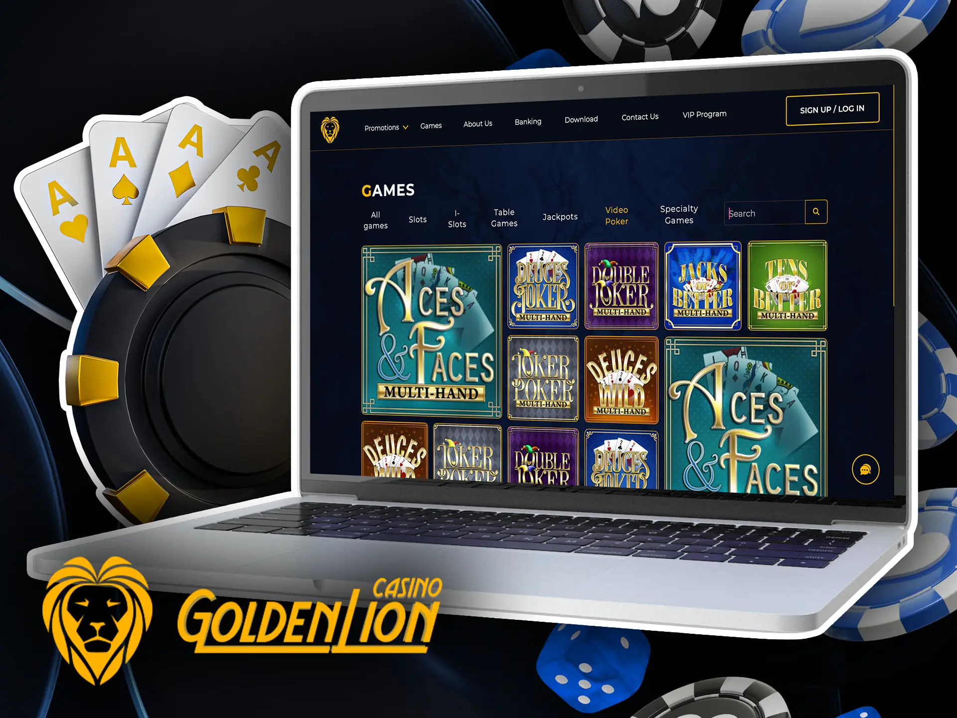 Playing Poker at Golden Lion Casino for Australia.
