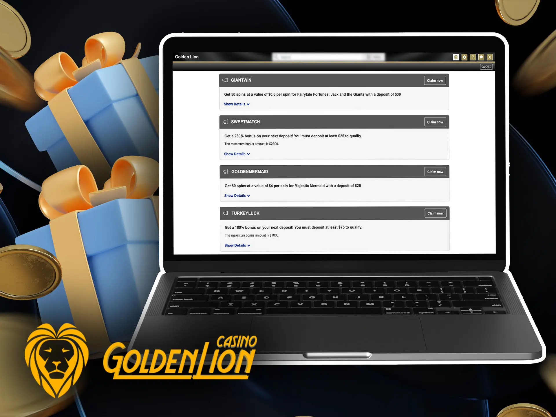 Extra spin bonus Golden Lion Casino for Australia.