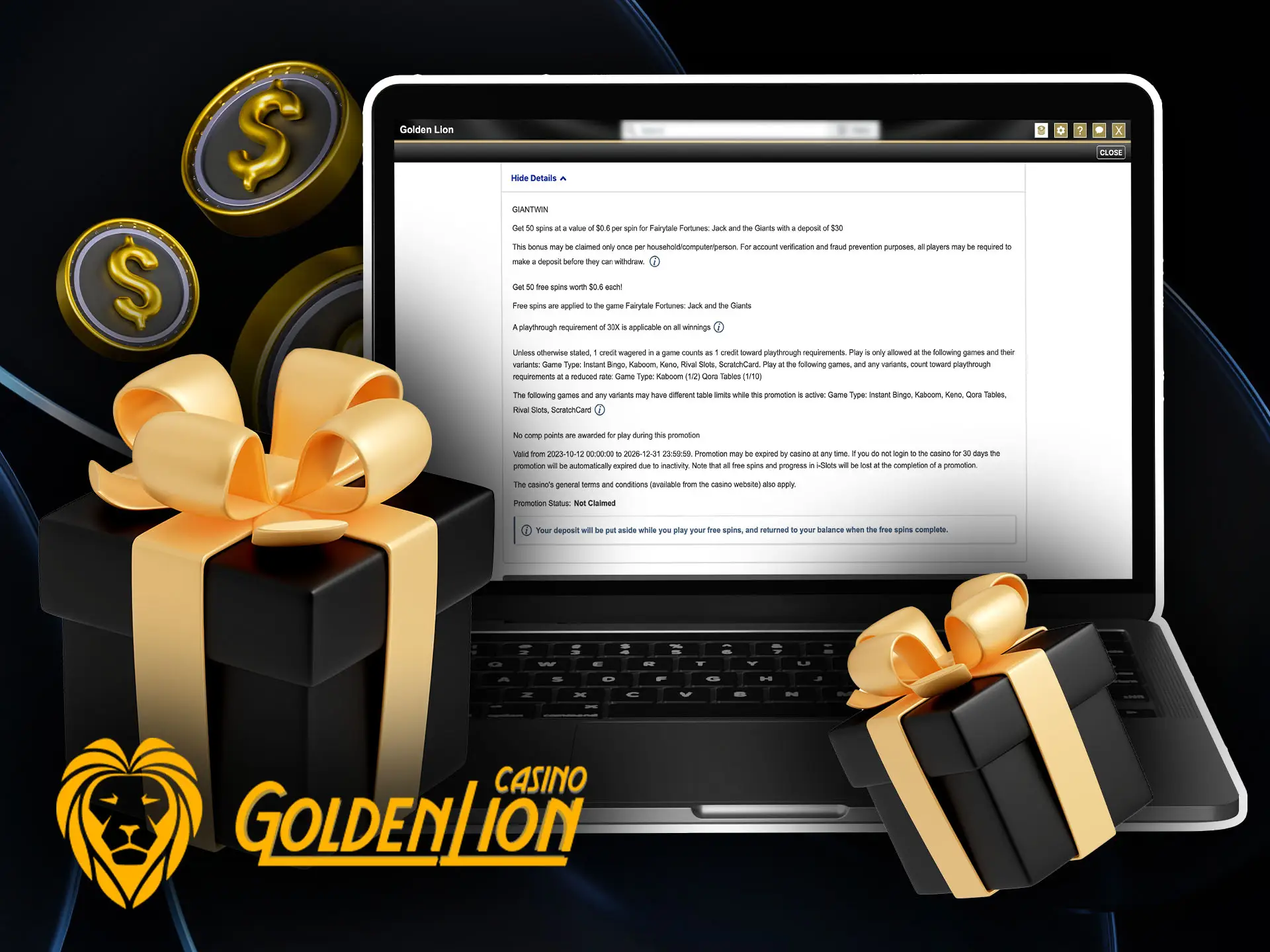 Extra Spins on Mythic Wolf bonus Golden Lion Casino for Australia.