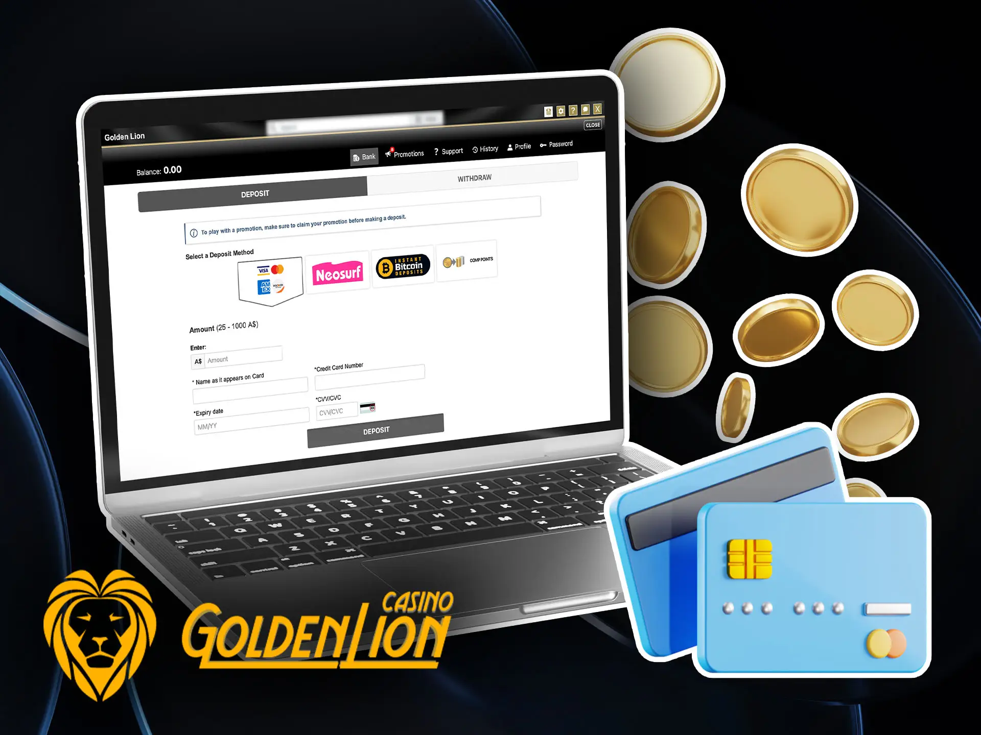 How to make a Golden Lion Casino deposit for Australia.