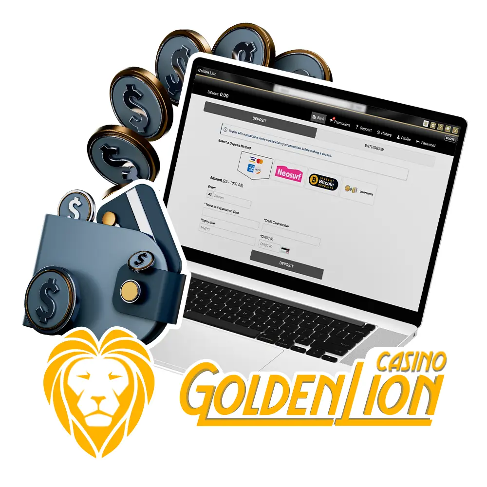 Overview of Golden Lion Casino deposit and withdrawal methods for Australia.